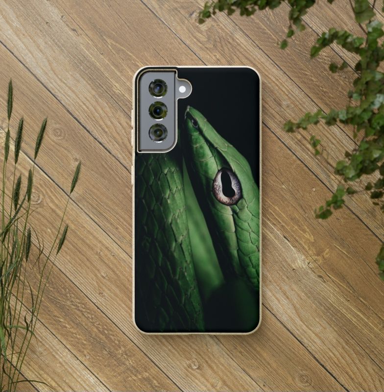 Green vine snake biodegradable phone case