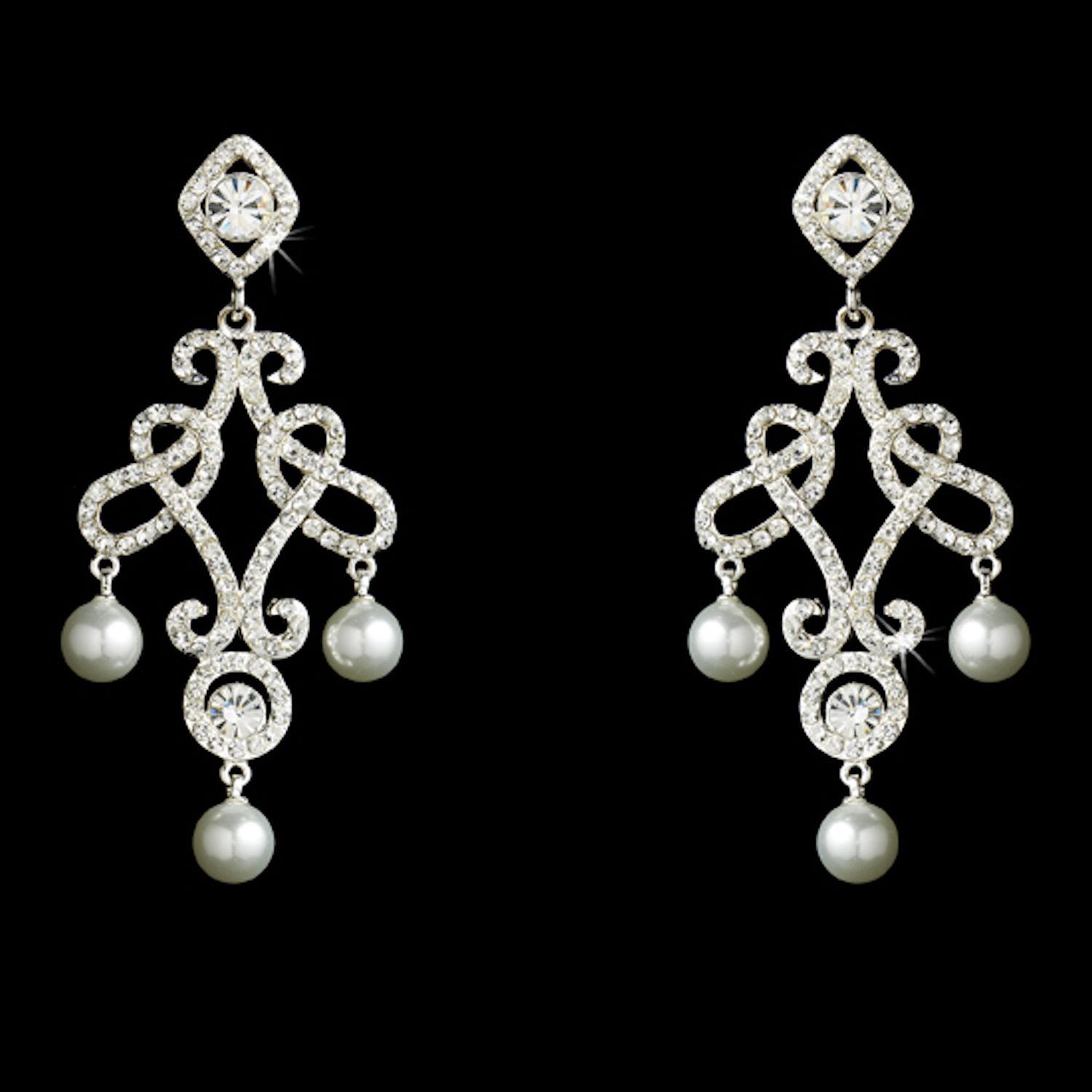 Silver Chandelier Pearl Earrings