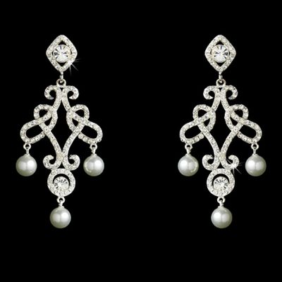 Silver Chandelier Pearl Earrings