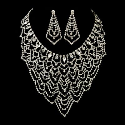 Crystal Web Necklace &amp; Earrings Bridal Jewelry Set