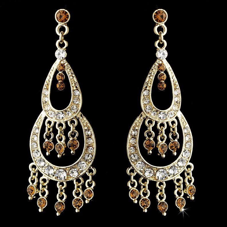 Golden Brown Chandelier Earrings