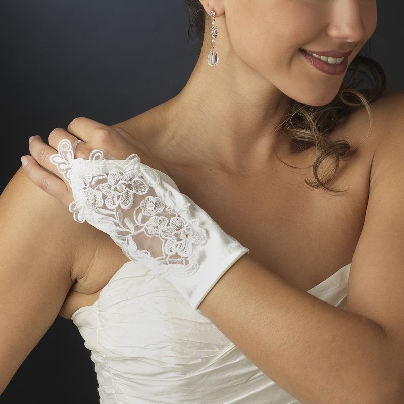 Satin Fingerless Wrist Length Bridal Gloves