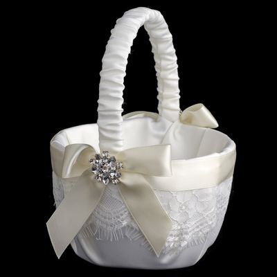 Ribbon &amp; Brooch Flowergirl Basket