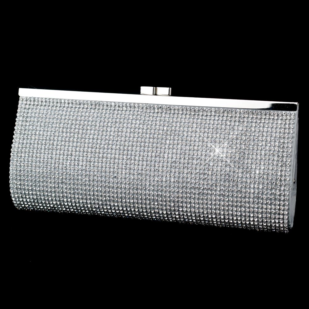 Silver Clear Crystal Bridal Evening Bag