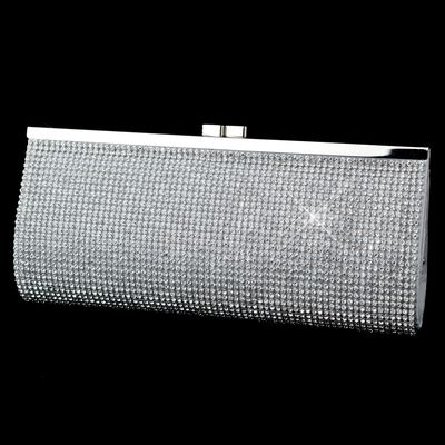 Silver Clear Crystal Bridal Evening Bag