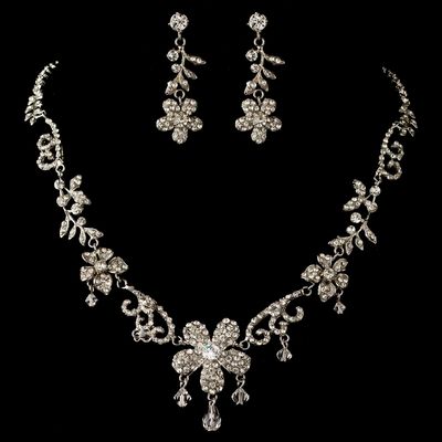 Swarovski Crystal Bead, Rondelle &amp; Rhinestone Flower Jewelry Set
