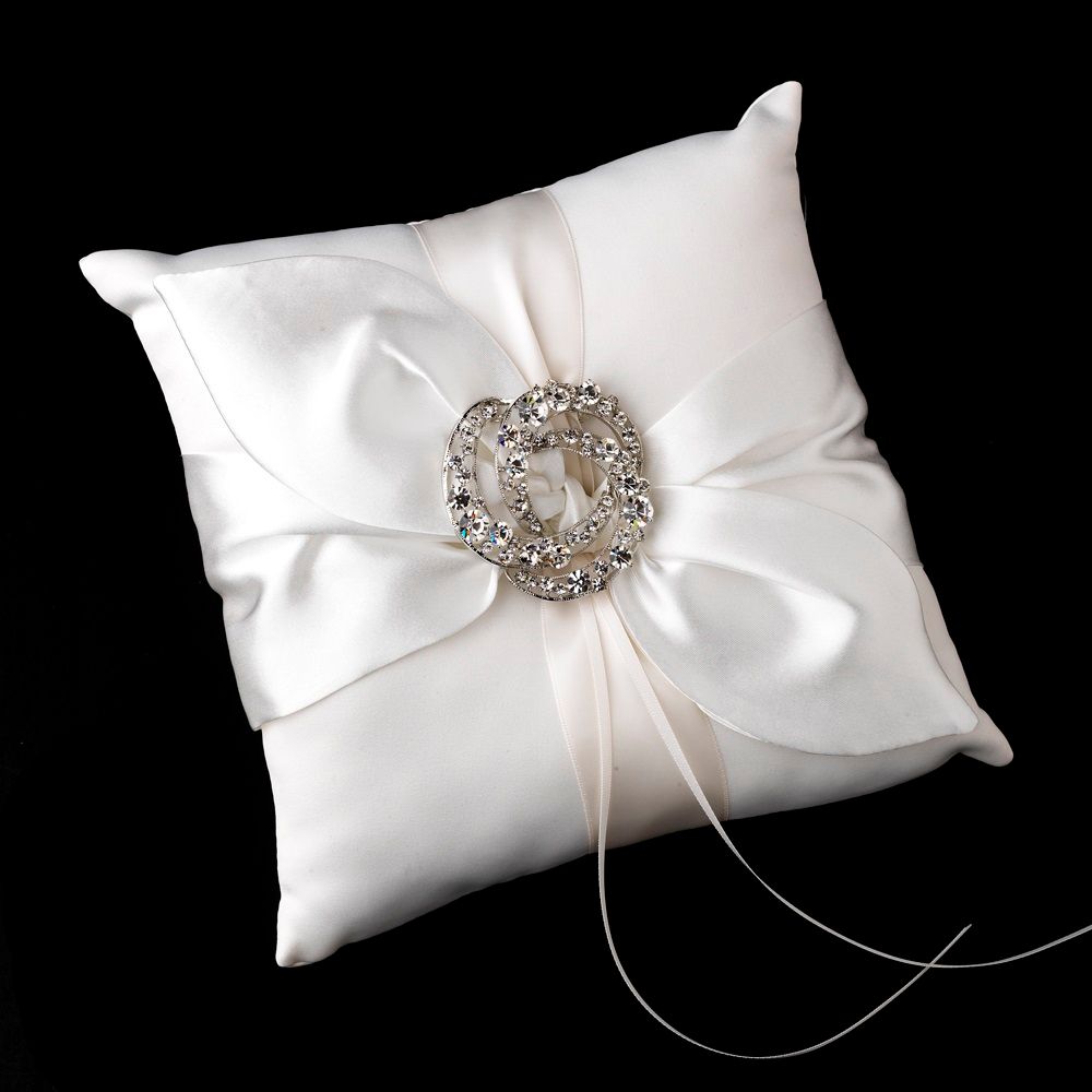 Bridal Love Knot Ring Bearer Pillow w/Brooches