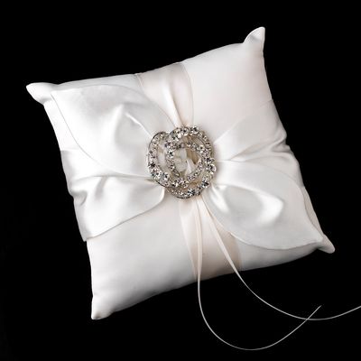 Bridal Love Knot Ring Bearer Pillow w/Brooches
