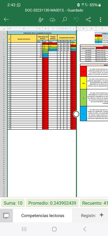 Formato Automatizado Evaluación de lectura