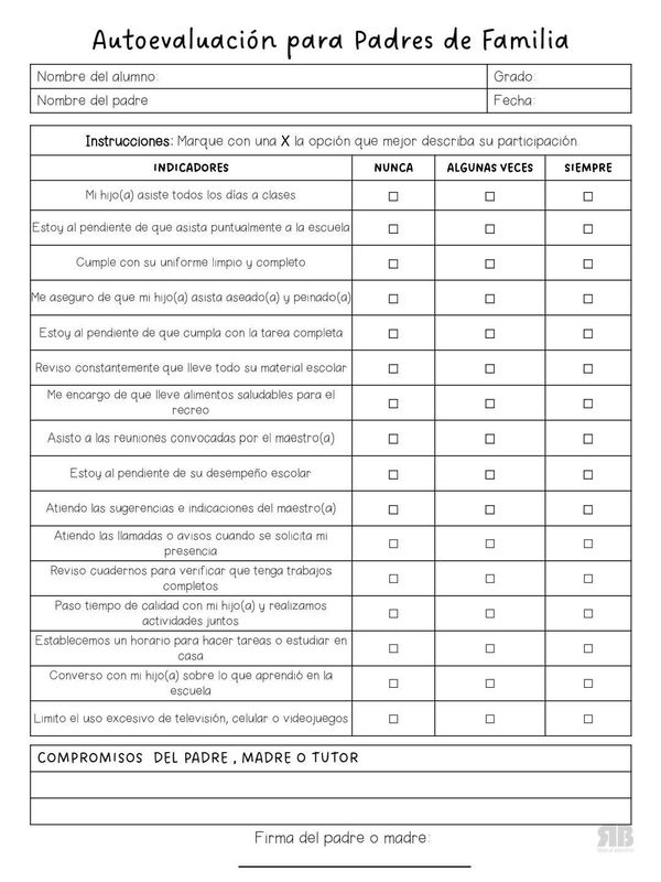 Autoevaluación para Padres de Familia