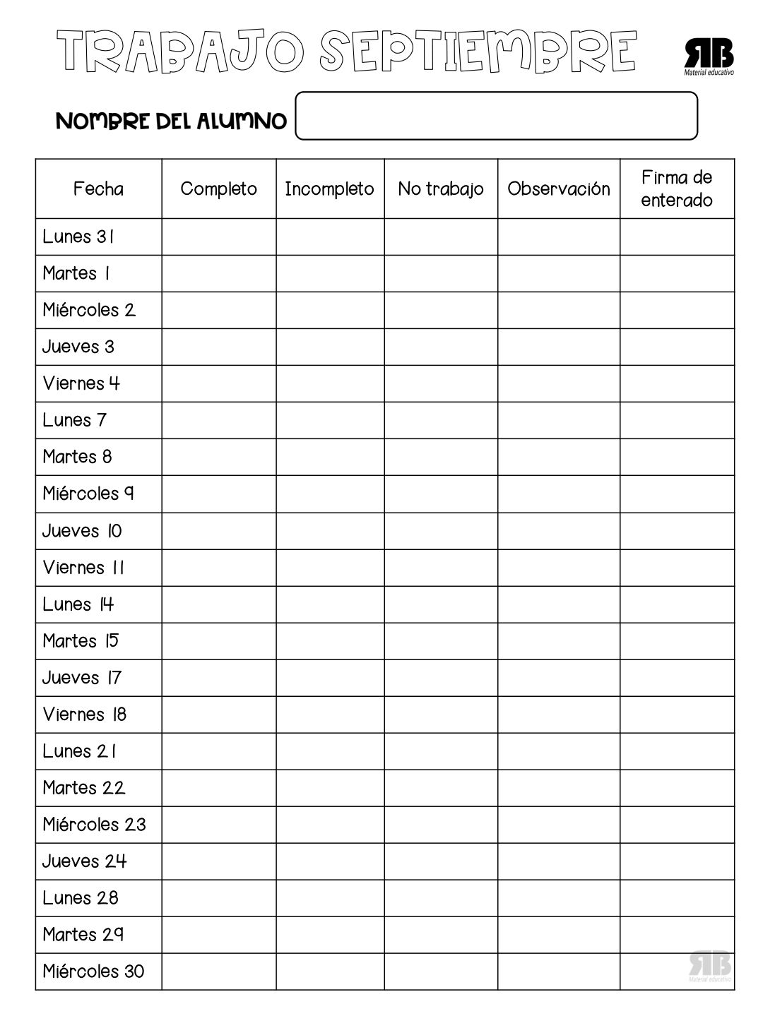 Registro Septiembre