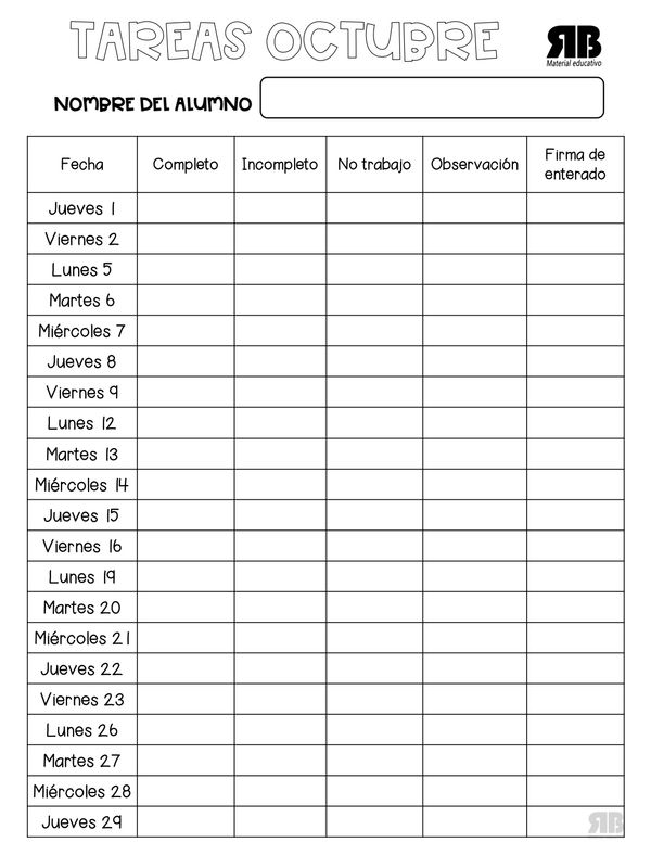 Registro OCTUBRE