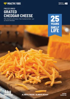 Freeze-Dried Cheddar Cheese - Grated - 1kg