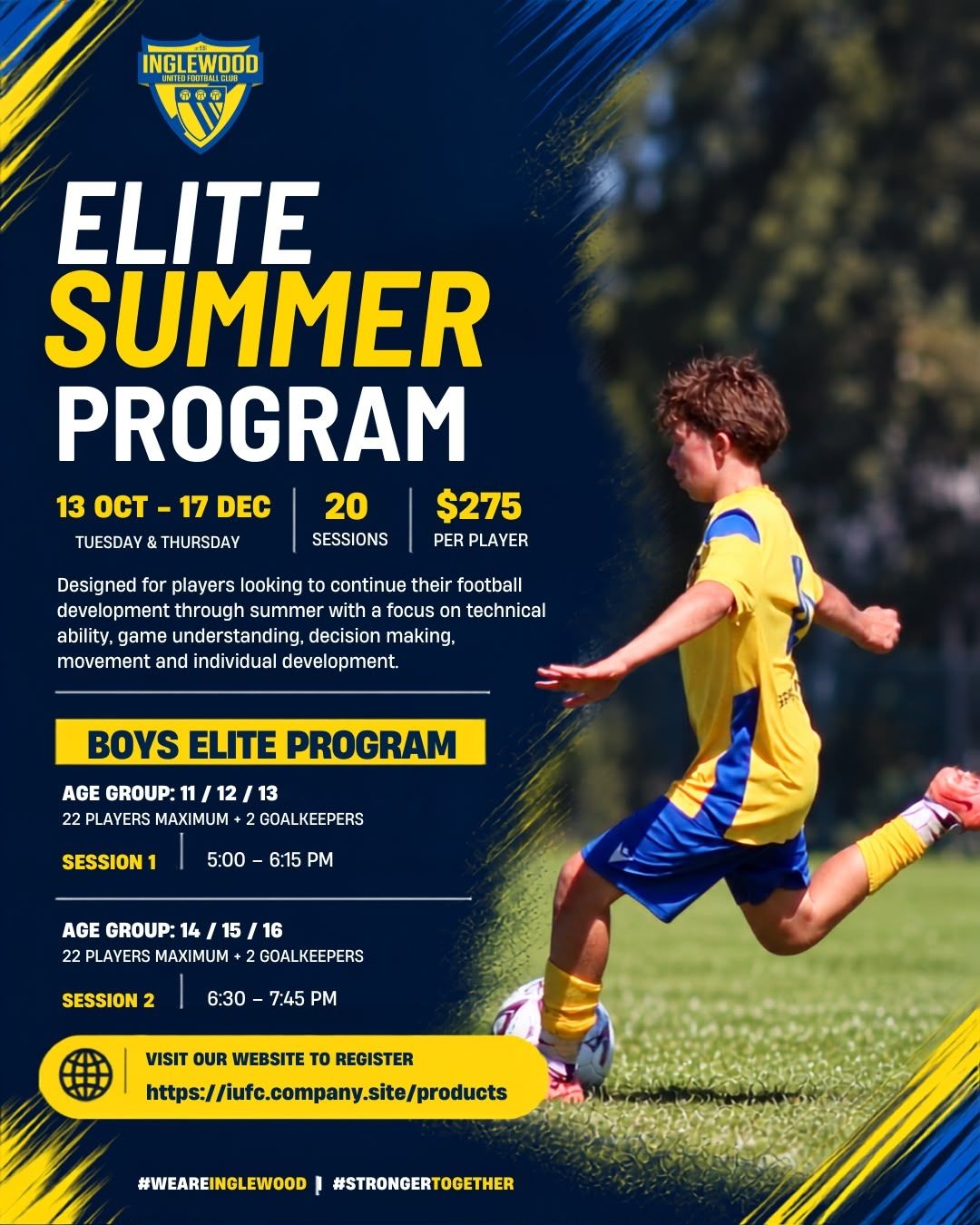 IUFC Boys Elite Summer Program (Ages 11 / 12 / 13) (Tues/Thurs)