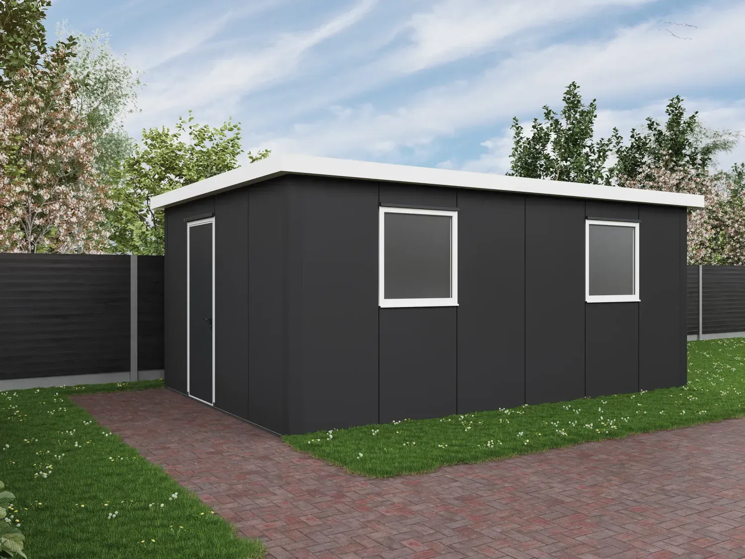Prefab schuur-Vlak dak - Op maat