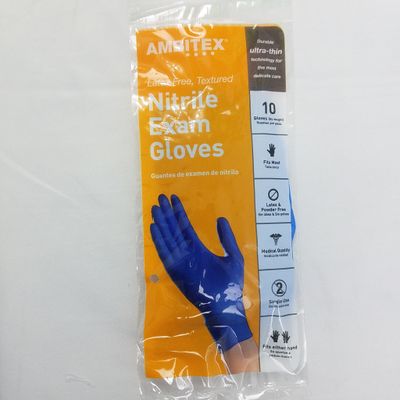 10 pc Latex Free Textured Nitrile Exam  Glove Made in Tailand  ($0.69/unit)(24units/order)