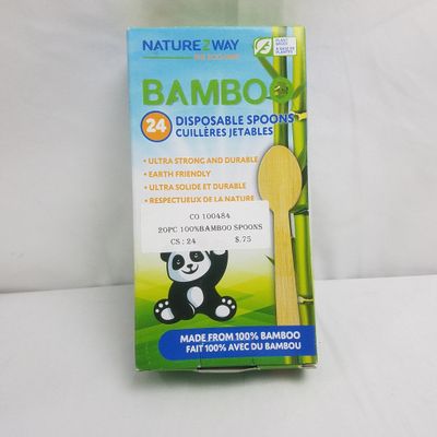 24 pc Disposable Spoon 100%bamboo ($0.75/unit) (24units/order)