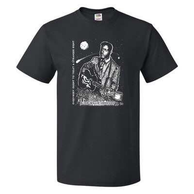 Men's Blind Willie Johnson "Everybody Ought To Treat A Stranger Right Long Way From Home" T-shirt