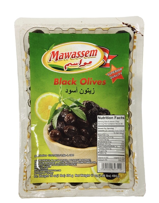 Mawassem Vaccum Black Olives 24x1lb