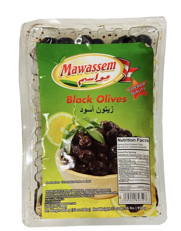 Mawassem Vacuum Black Olives 12x908g