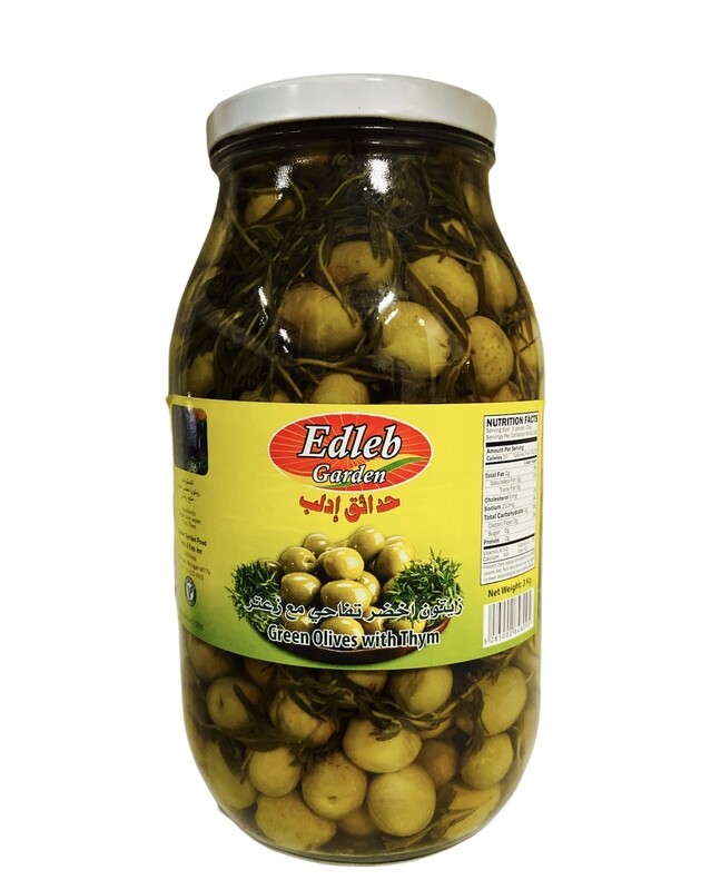 Edleb Green Olives With Za'atar 4x3200g