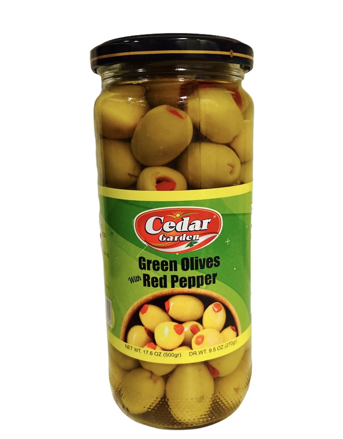 Cedar Garden Green Olives With Red Peppers
