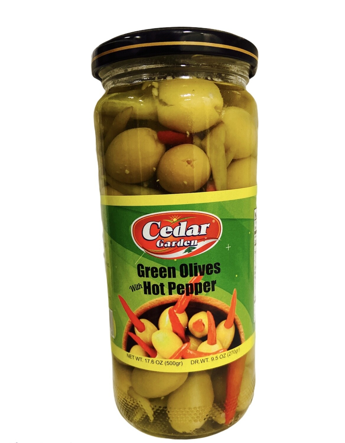 Cedar Garden Green Olives With Hot Peppers
