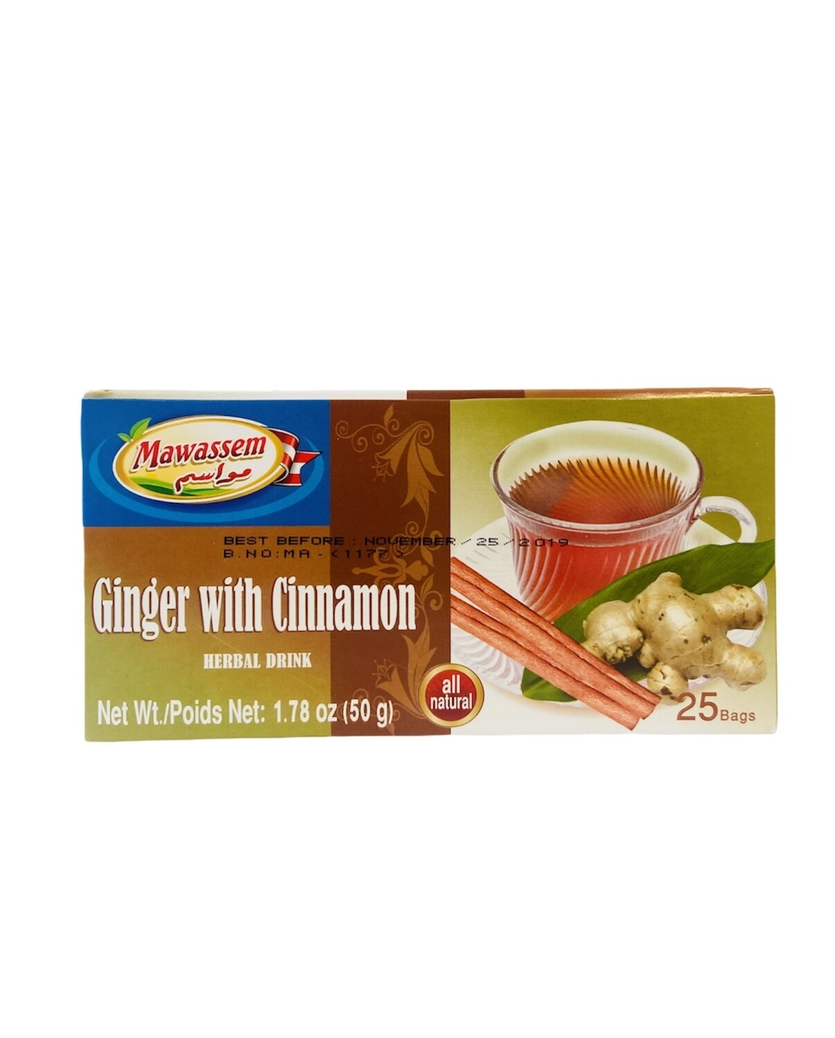 Mawassem Ginger With Cinnamon Herbal Tea 24x50gx25b