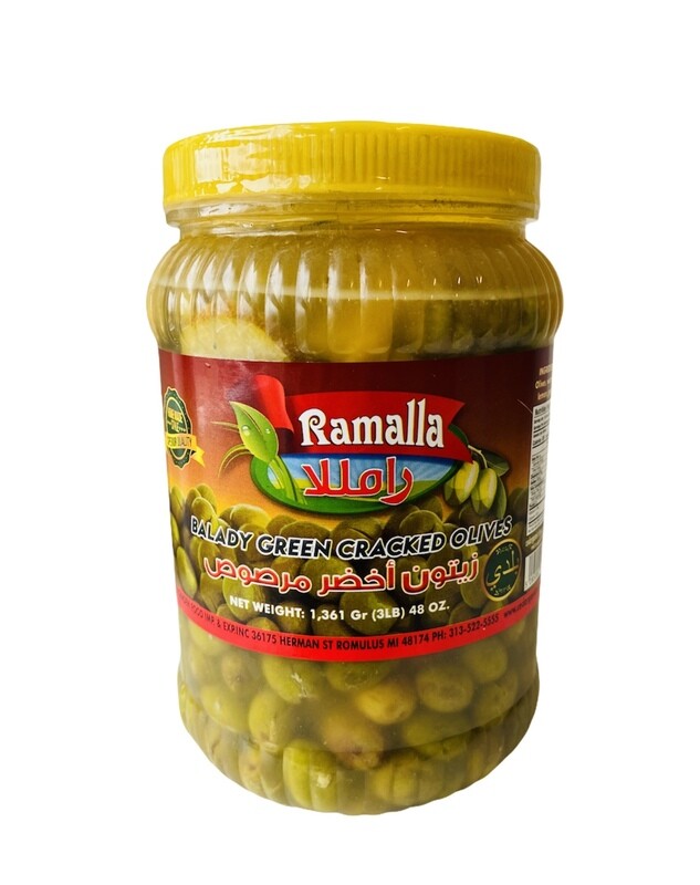 Ramalla Balady Green Cracked Olives 6x3lb