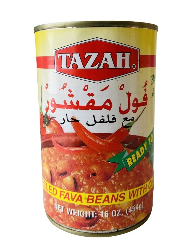 Tazah Peeled Fava Beans With Chili 24x16oz