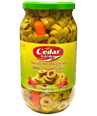 Cedar Garden Spicy Green Olive Sliced 12x1k