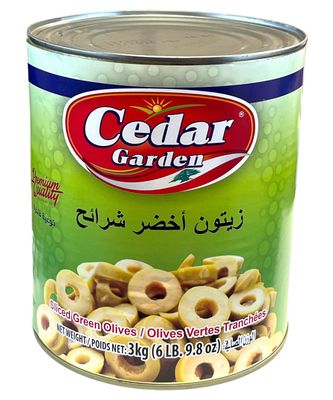 Cedar Garden Green Sliced Olives 6x3kg