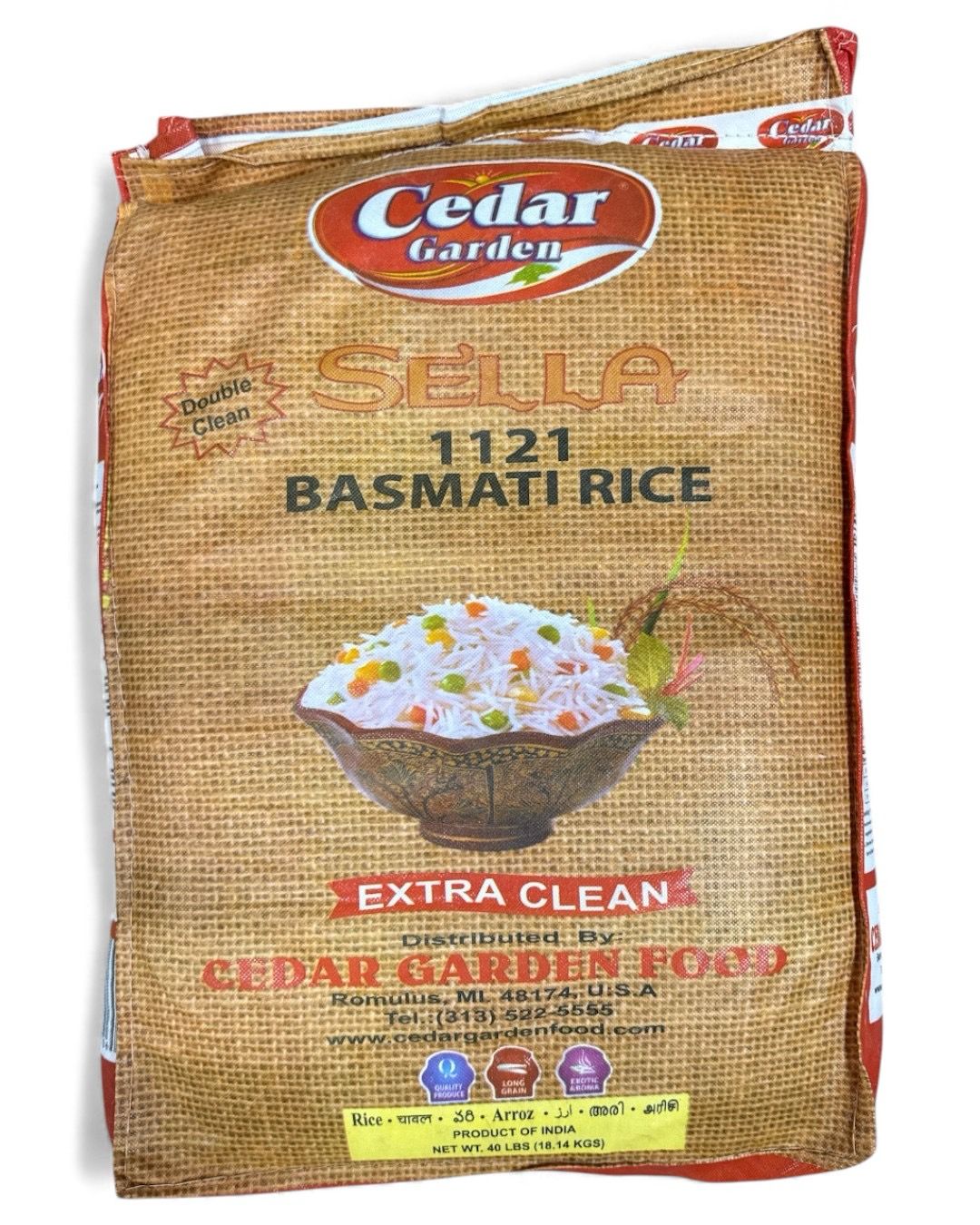 Cedar Garden Sella 1121 Basmati Rice (Extra Clean) 40lb