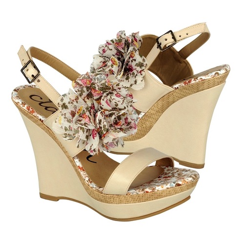 Sandalia tipo Cuña en SIMI-PIEL Beige