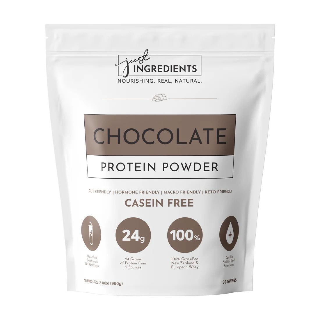 Just Ingredients chocolate protein powder