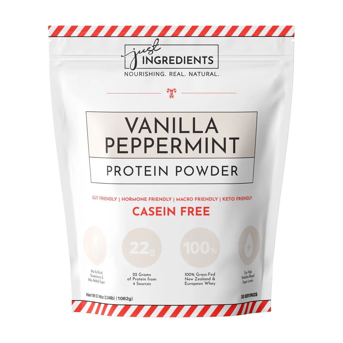 Just Ingredients vanilla peppermint protein powder