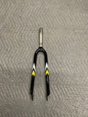 Threaded 700C Hybrid Bicycle Fork 1&quot; x 5 3/4&quot; Steer Tube (Black &amp; Yellow)