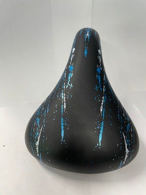 Children&#39;s Bike Seat (Black w/ Blue and White Splatter)