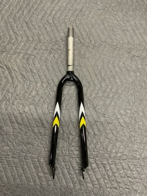 Threaded 700C Hybrid Bicycle Fork 1&quot; x 7&quot; Steer Tube (Black &amp; Yellow)