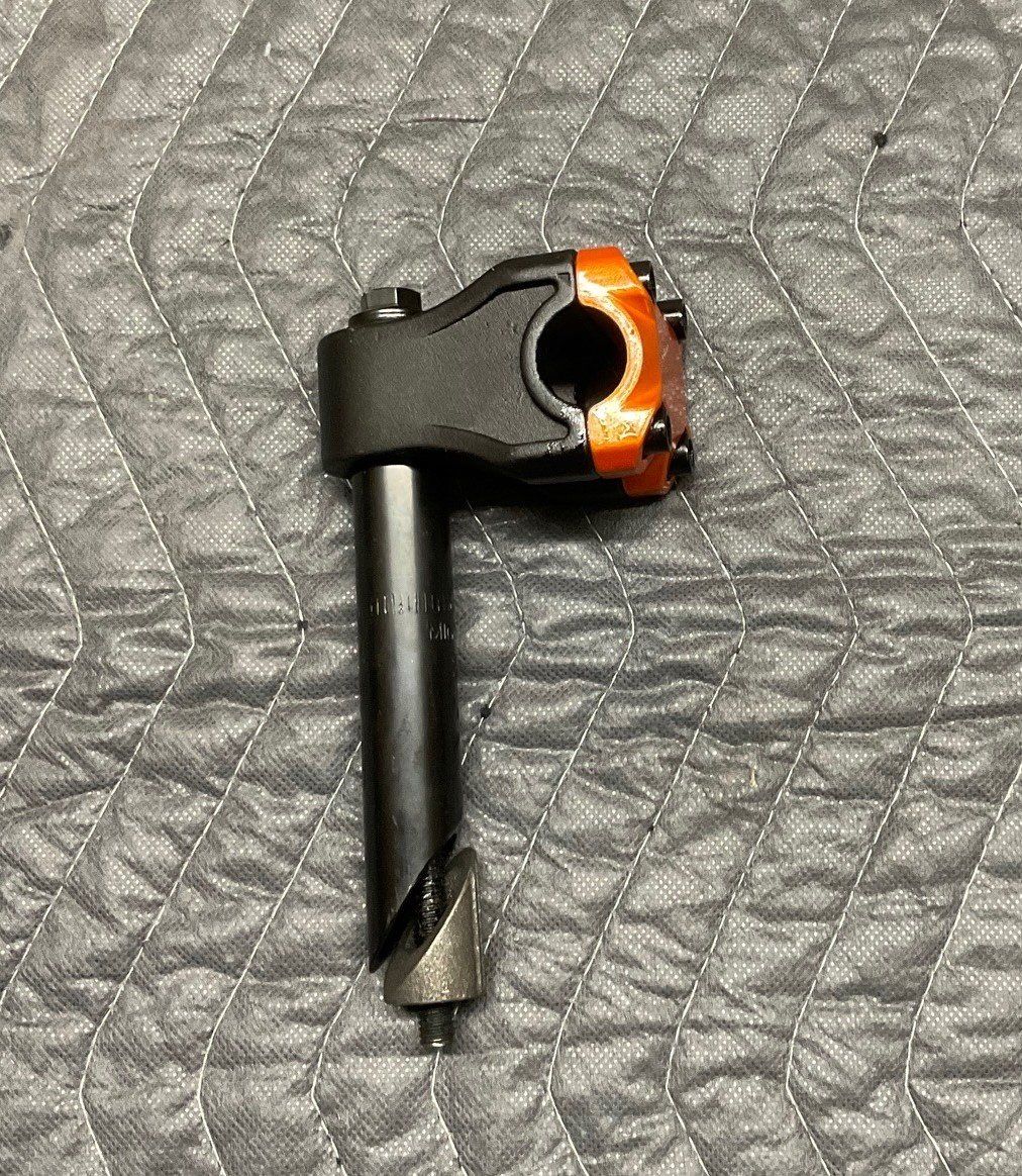 Cruiser Bicycle Stem 22.2 / 4-Bolt  (Black w/Orange)