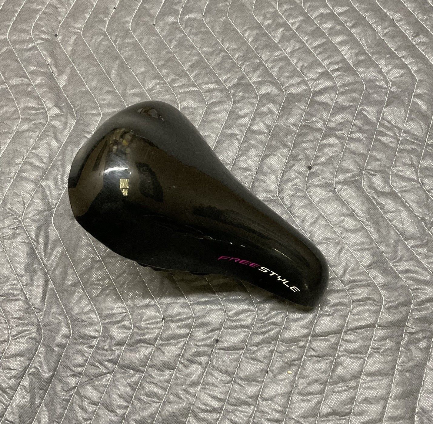 FreeStyle Children&#39;s Bicycle Seat (Black w/ Purple and White Lettering)