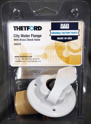 B &amp; B Molders Fresh Water Inlet /Fill Flush Mount with Flange- White Brass #94214