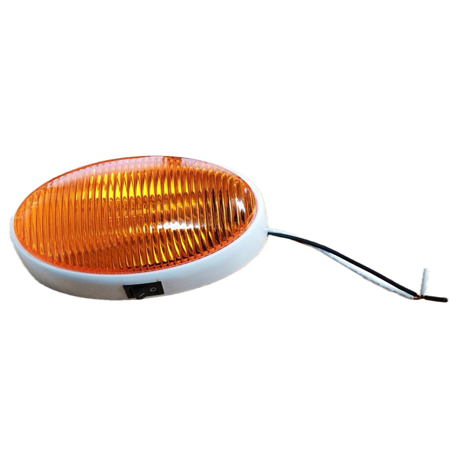 Optronics Porch Light Oval White with Amber Lens - On/Off Switch