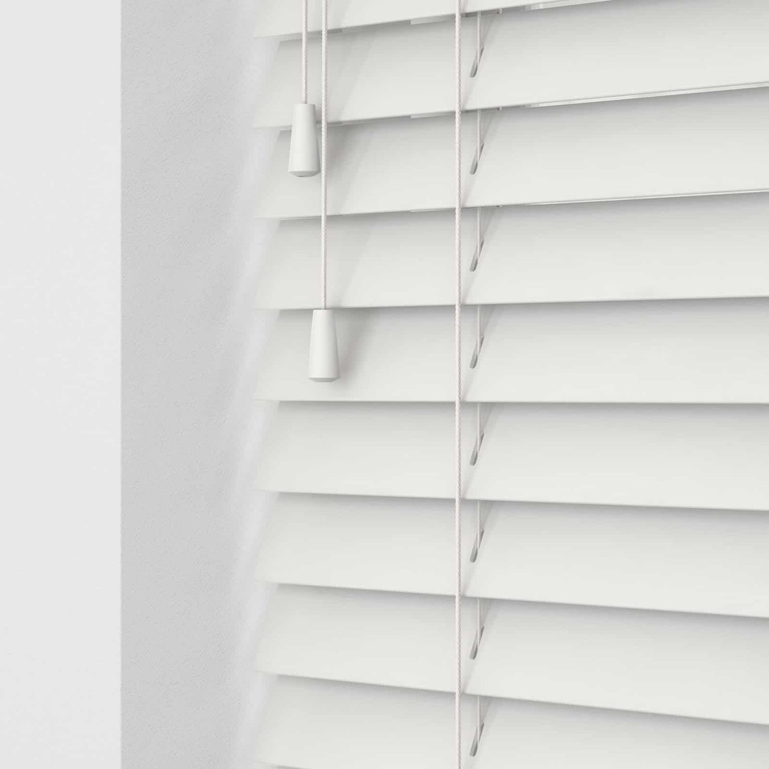 44&quot; x 61&quot; - Faux Wood Plantation Blind - 1 1/2&quot; Slats - White