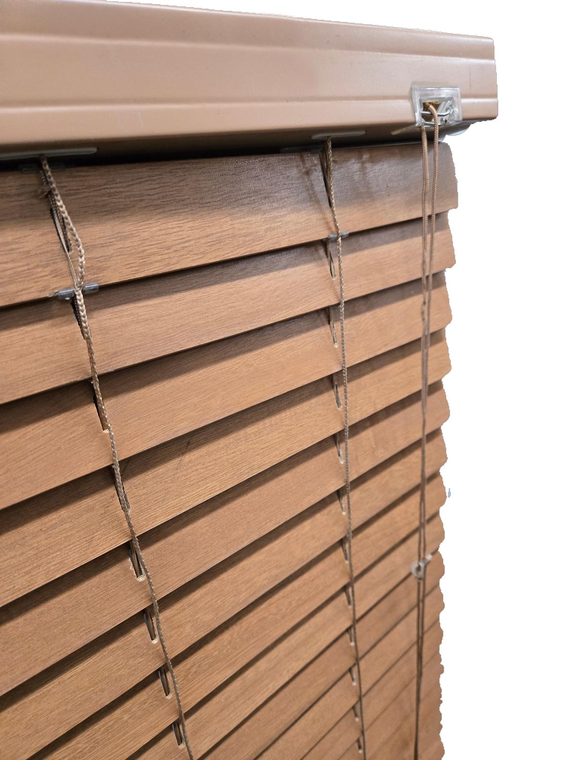 60 1/2&quot; x 60&quot; - Faux Wood Plantation Blind - 1 1/2&quot; Slats - Brown