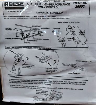 Reese Dual Cam Weight Distribution - Sway Control - PN 26002