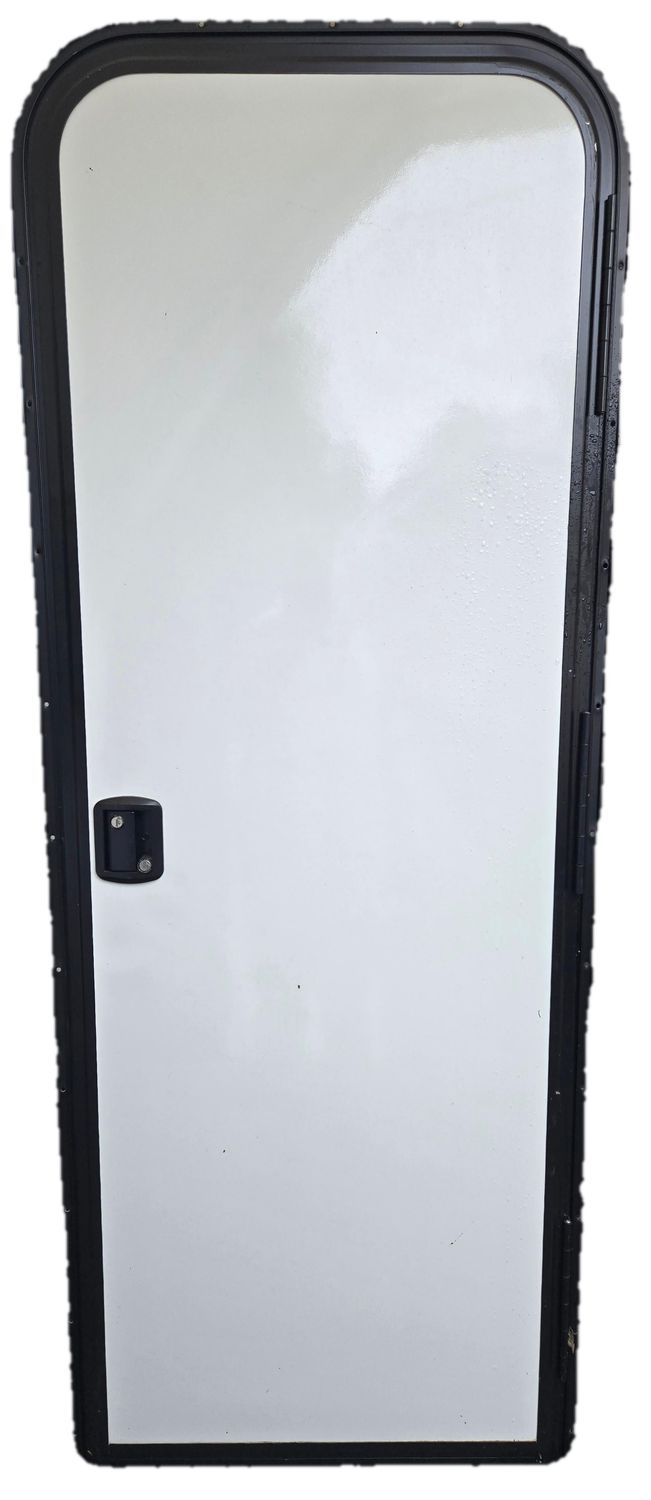 26&quot; x 72&quot; Entry Door - Right Hinge - No Window - White with Black Trim