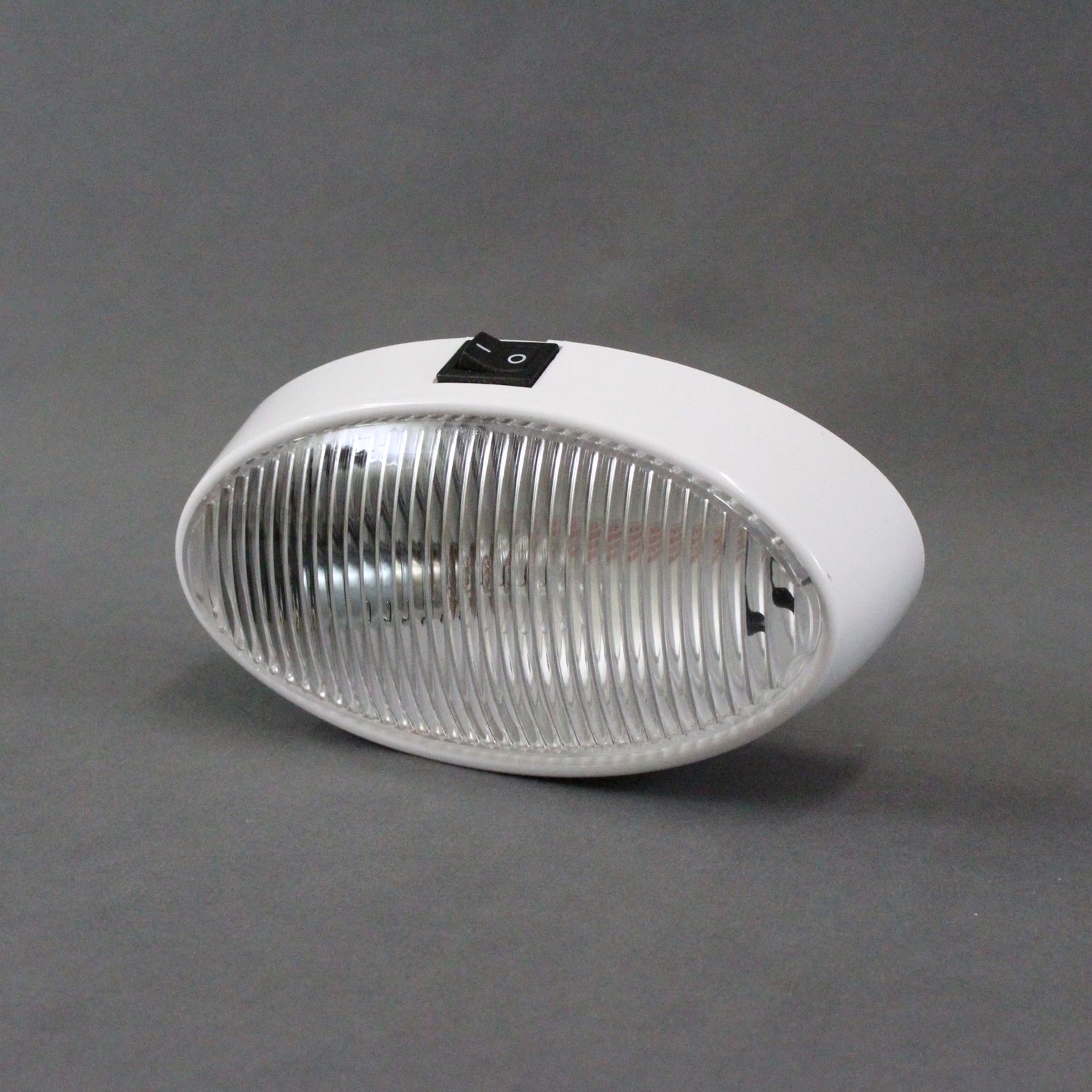 Porch Light Oval White with Clear Lens On/Off Switch