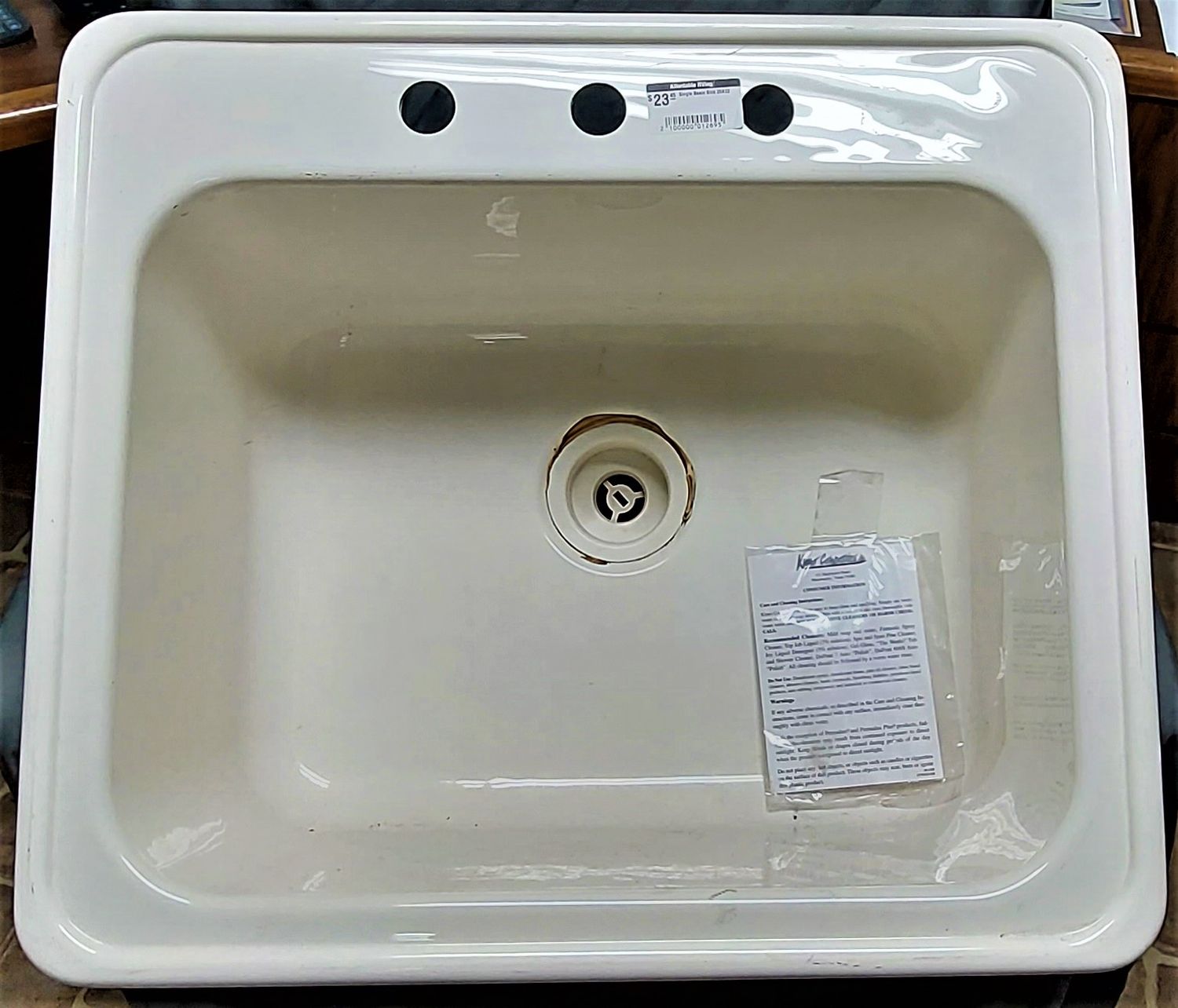 Kitchen Sink Single Basin - 25" x 23" - Parchment