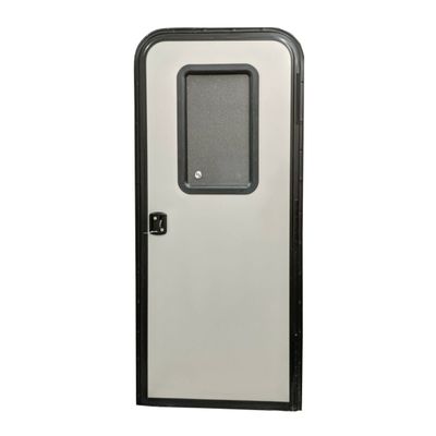 30" x 72" Entry Door with Window - Right Hinge - Gray with Black Frame